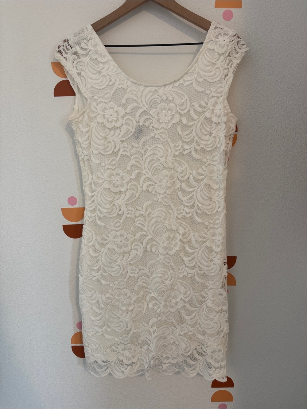 Divided Ivory Lace Mini Dress N0091